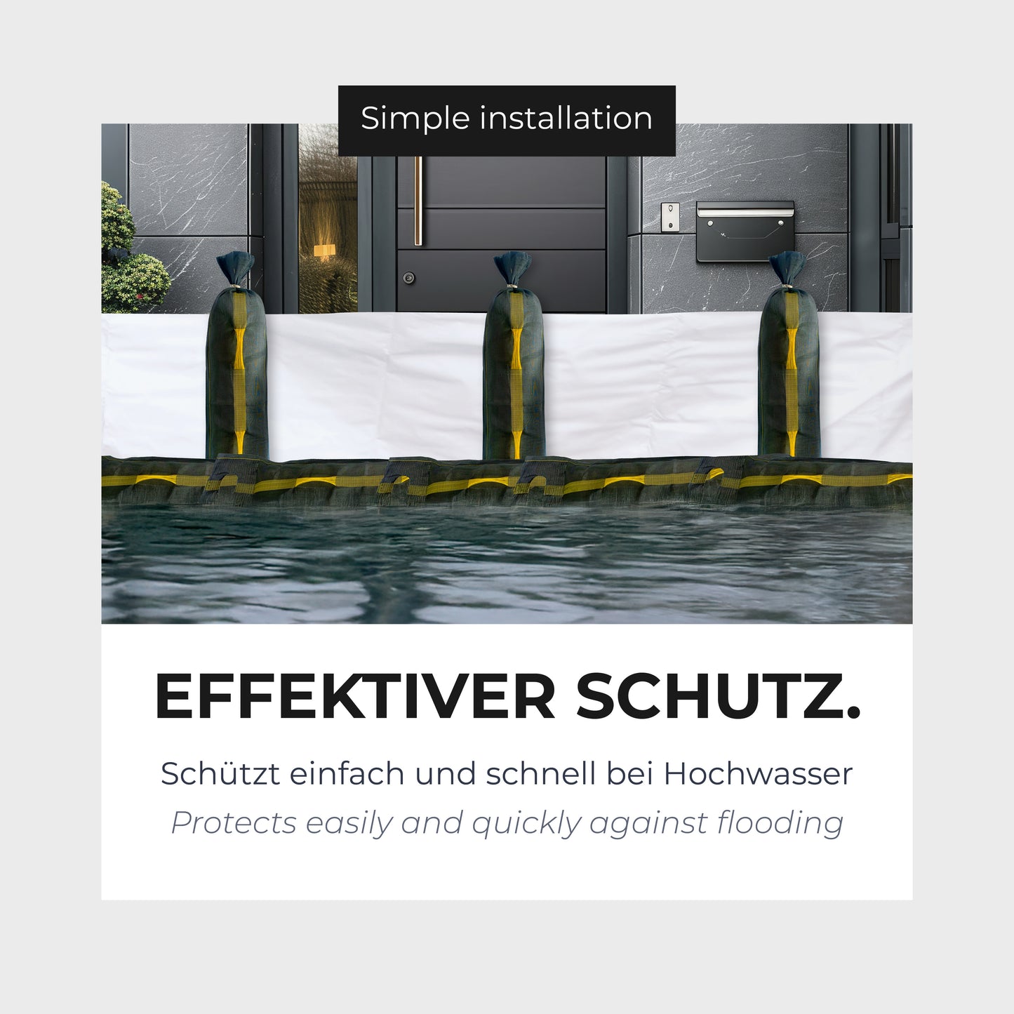 Hochwasserschutz-Set für Türen, Garagen & Lichtschächte – individuell einsetzbar | 30 Sandsäcke + 2x6m Folie