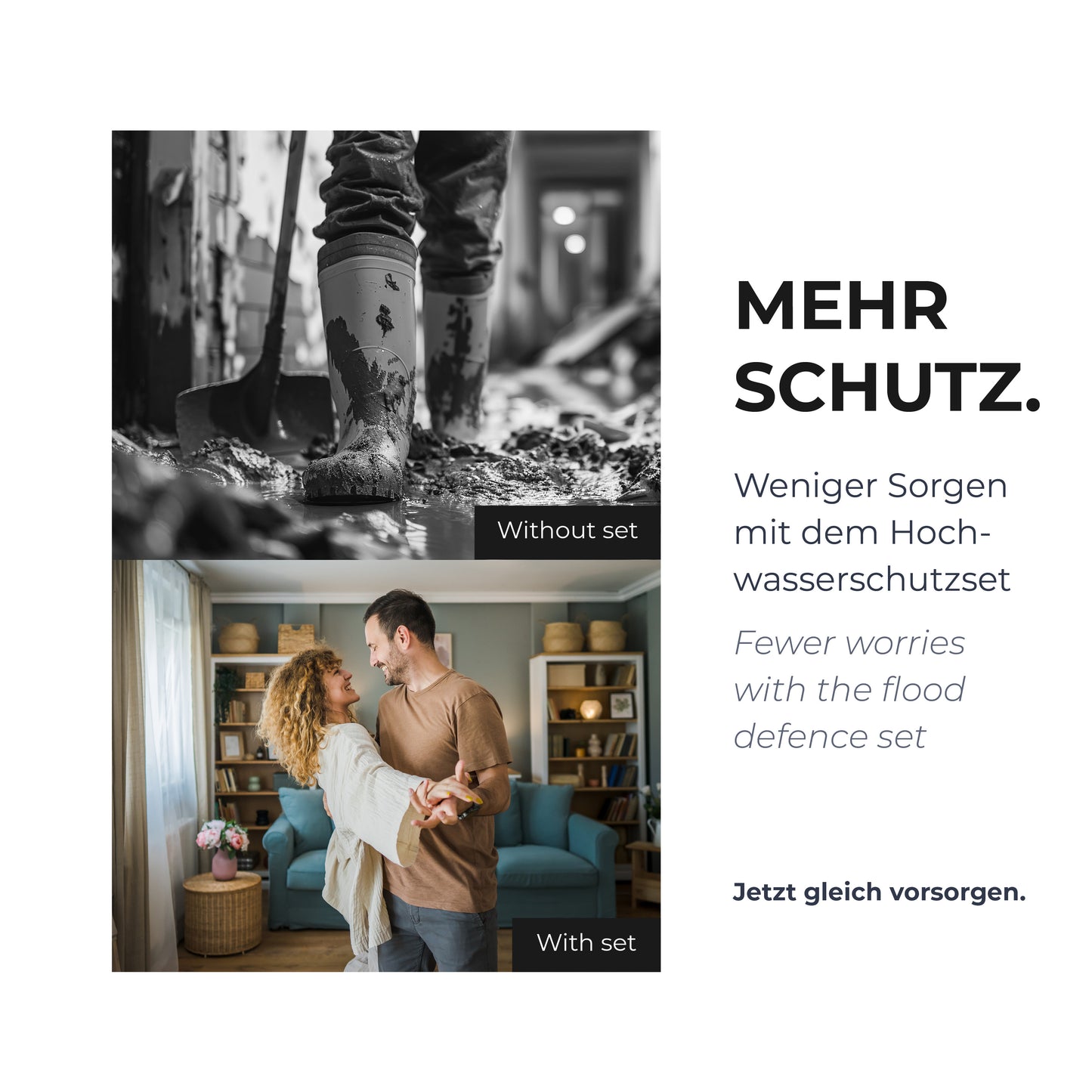 Hochwasserschutz-Set für Türen, Garagen & Lichtschächte – individuell einsetzbar | 20 Sandsäcke + 2x4m Folie