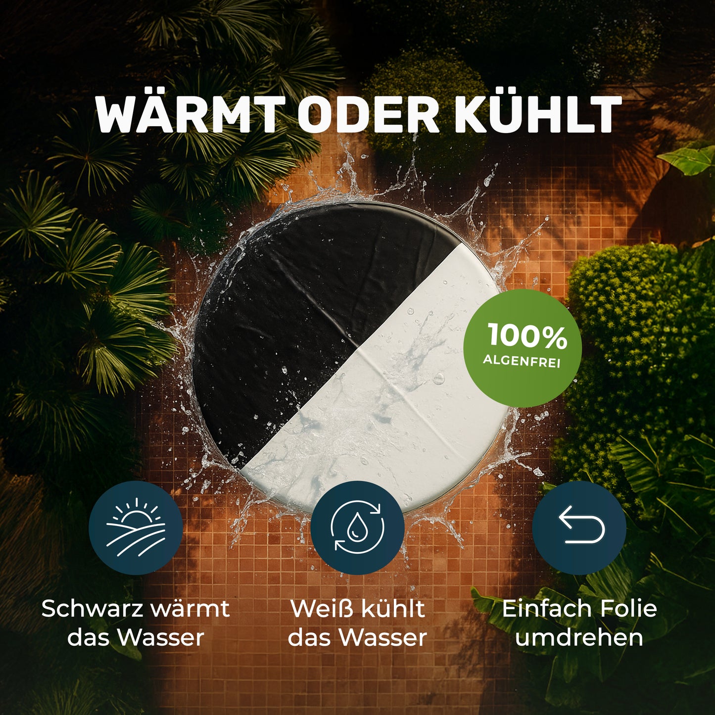 Poolfolie 7×4 m mit EasyFlex®-Verschluss – Poolabdeckung für rechteckige Aufstellpools bis 620×320 cm