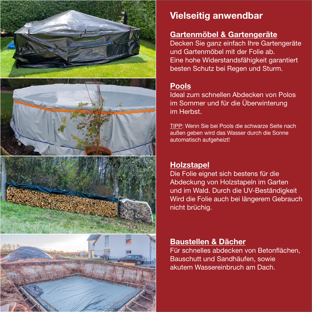 Pellicola per insilato da 6 x 8 m in rotolo - copertura resistente 150 my, resistente agli strappi, a prova di luce, impermeabile