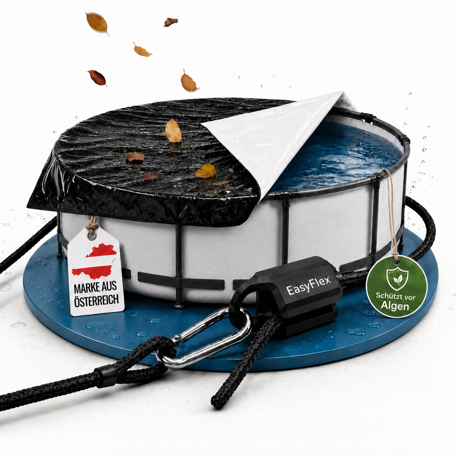 Poolabdeckung für Winter und Sommer ; Silofolie als Poolabdeckung ; keine Algenbildung bei Poolabdeckung