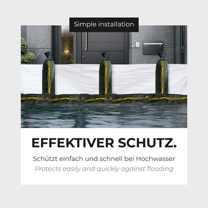Hochwasserschutz-Set für Türen, Garagen & Lichtschächte – individuell anpassbar | 30 Sandsäcke + 2x6m Folie