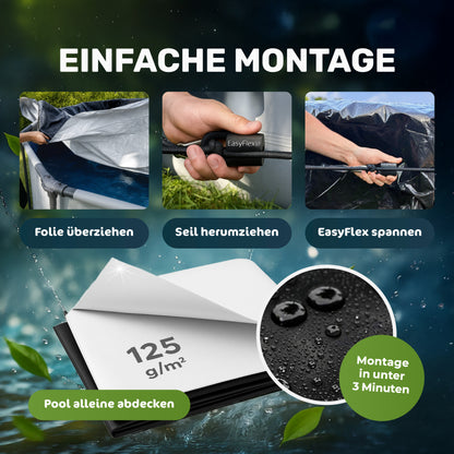 Poolfolie 7×4 m mit EasyFlex®-Verschluss – Poolabdeckung für rechteckige Aufstellpools bis 620×320 cm