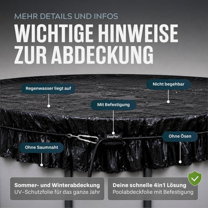 Poolabdeckung 4x3 m – Silofolie mit EasyFlex® für eckige Aufstellpools 320x220cm