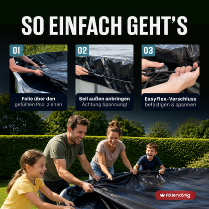 Poolabdeckung 4x3 m – Silofolie mit EasyFlex® für eckige Aufstellpools 320x220cm